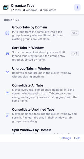The popup with inline help on